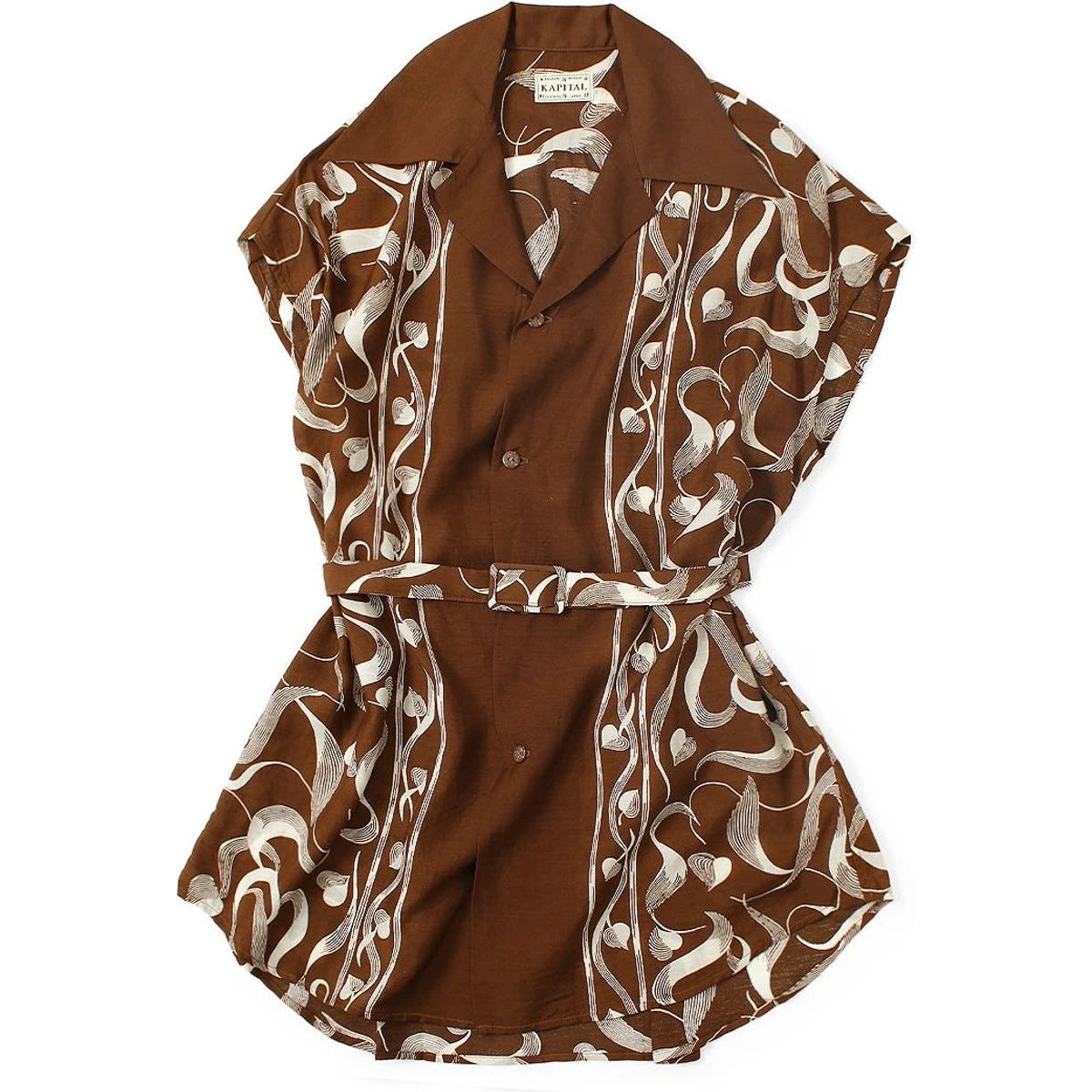 Kapital Silk Rayon Okura Pattern French Sleeve Open Collar Shirt