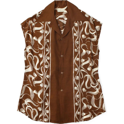Kapital Silk Rayon Okura Pattern French Sleeve Open Collar Shirt