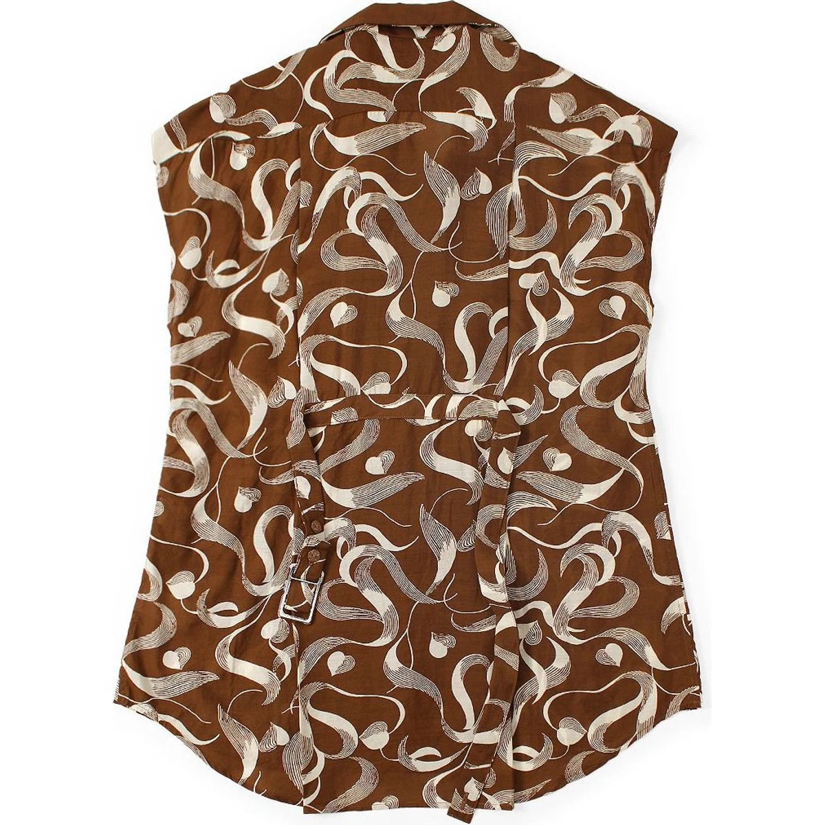 Kapital Silk Rayon Okura Pattern French Sleeve Open Collar Shirt