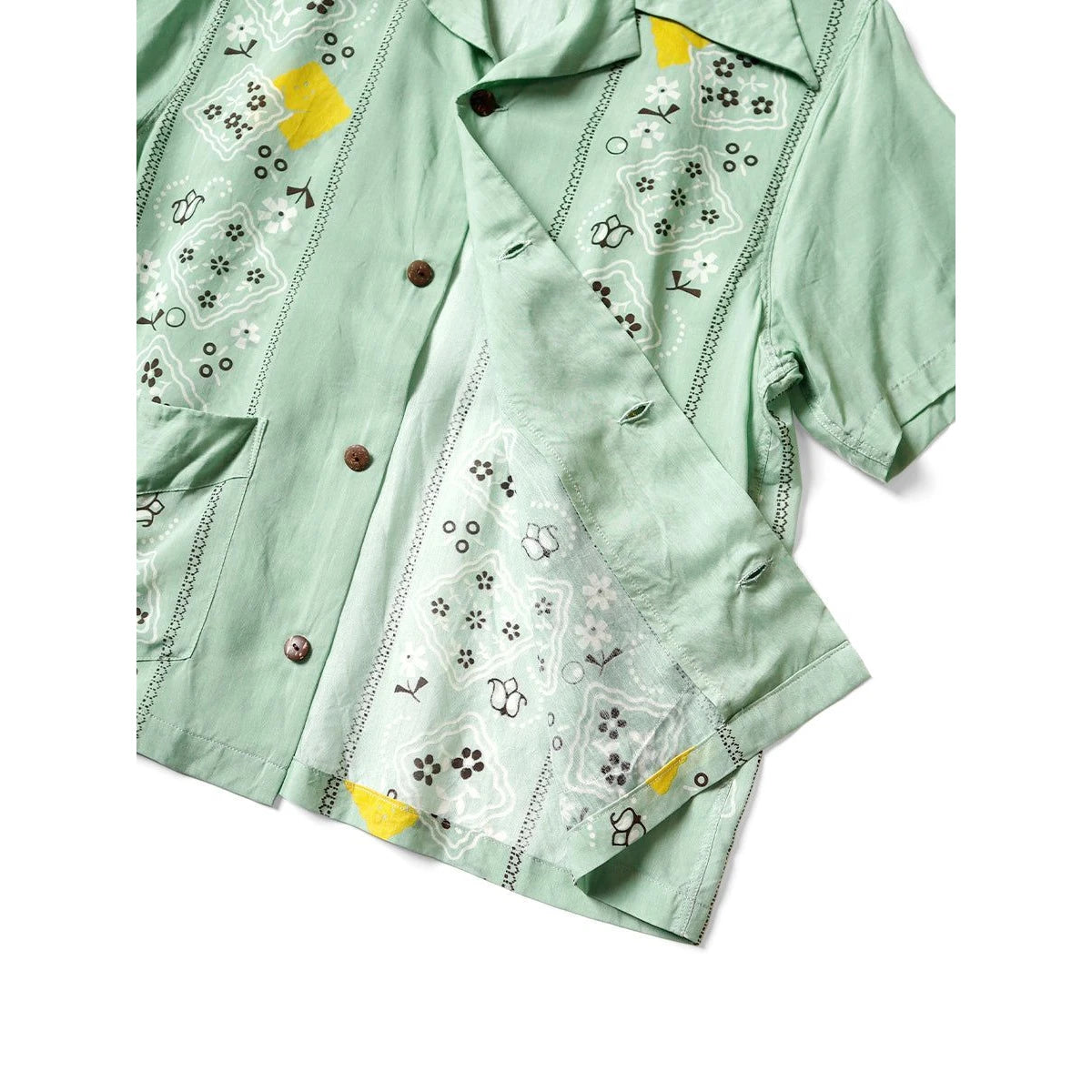 Kapital Silk Rayon Peckish Rainbowy Pattern Rangle Collar Cuba Shirt (Short Sleeves)l`s