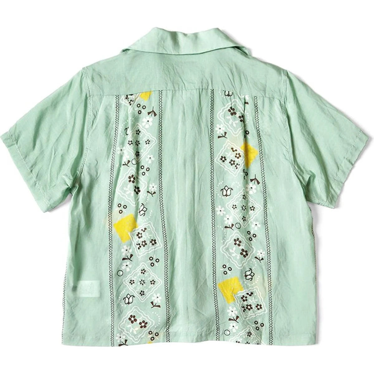 Kapital Silk Rayon Peckish Rainbowy Pattern Rangle Collar Cuba Shirt (Short Sleeves)l`s