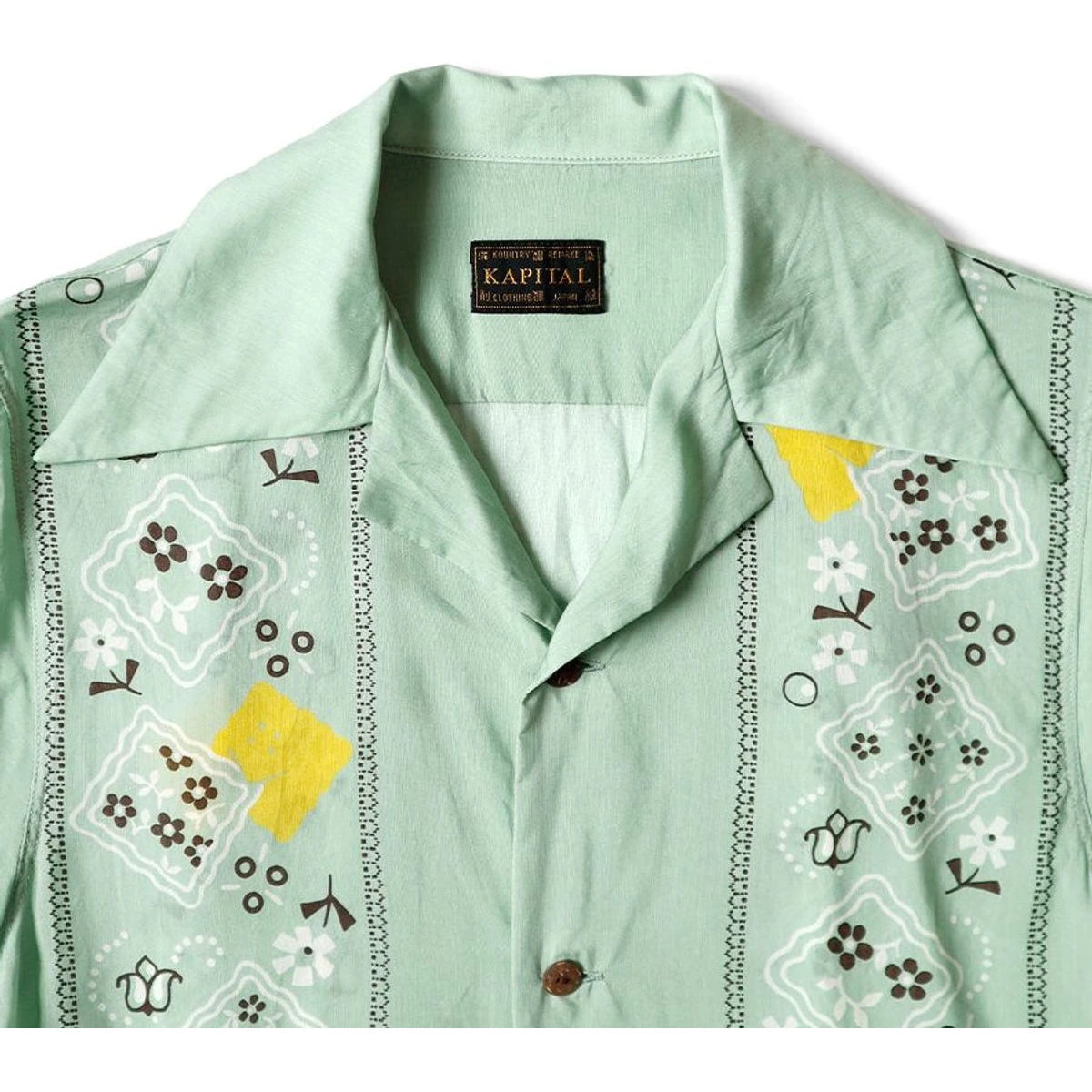 Kapital Silk Rayon Peckish Rainbowy Pattern Rangle Collar Cuba Shirt (Short Sleeves)l`s