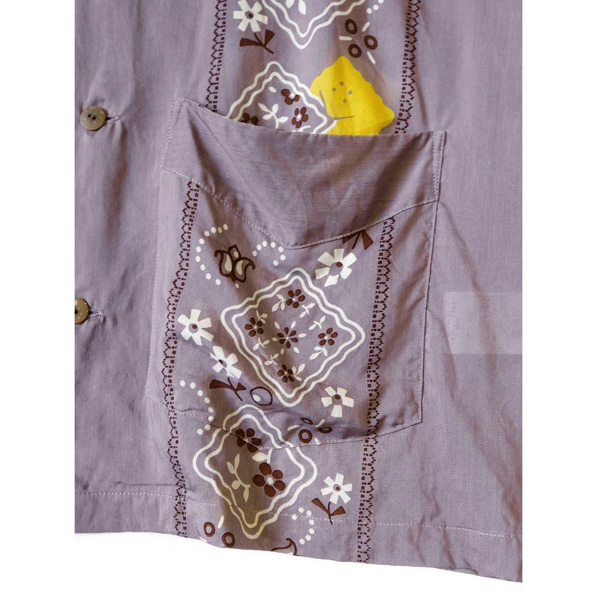 Kapital Silk Rayon Peckish Rainbowy Pattern Wrangle Collar Cuban Shirt (Short Sleeve)