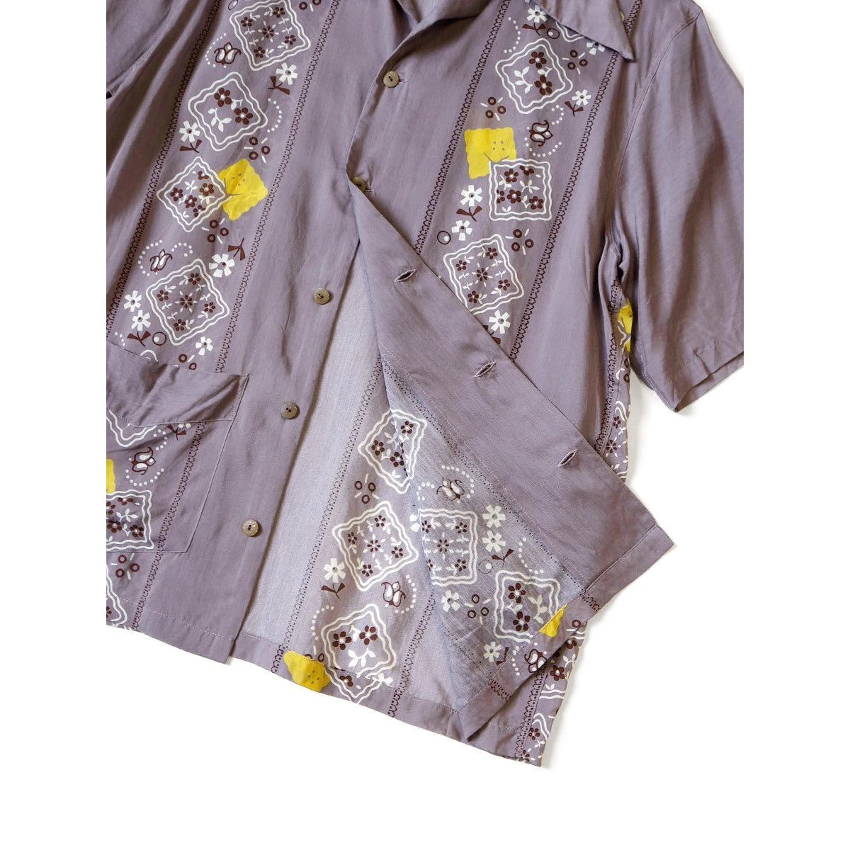 Kapital Silk Rayon Peckish Rainbowy Pattern Wrangle Collar Cuban Shirt (Short Sleeve)