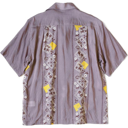 Kapital Silk Rayon Peckish Rainbowy Pattern Wrangle Collar Cuban Shirt (Short Sleeve)