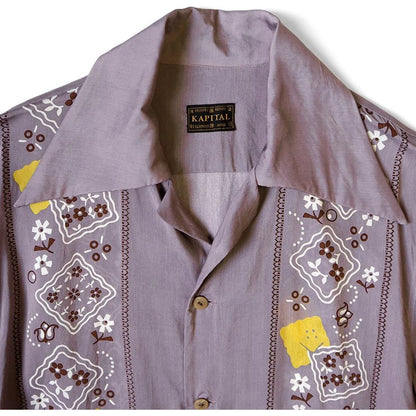 Kapital Silk Rayon Peckish Rainbowy Pattern Wrangle Collar Cuban Shirt (Short Sleeve)