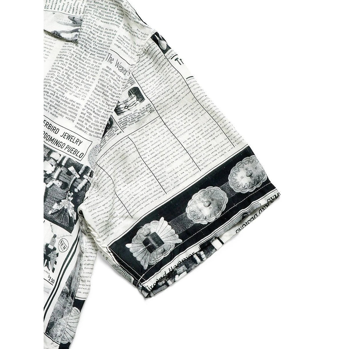 Kapital Silk Rayon Pueblo News Newspaper Pattern Aloha Shirt