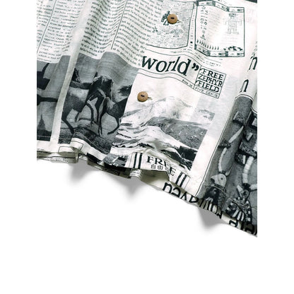 Kapital Silk Rayon Pueblo News Newspaper Pattern Aloha Shirt