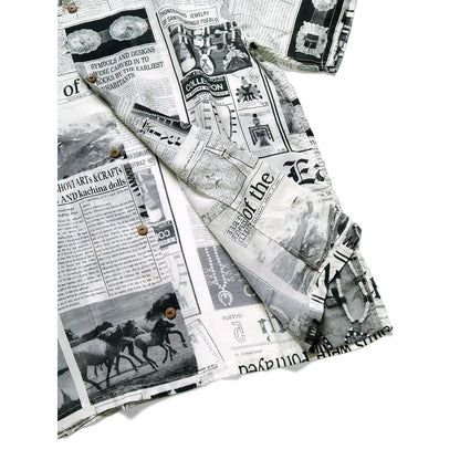 Kapital Silk Rayon Pueblo News Newspaper Pattern Aloha Shirt