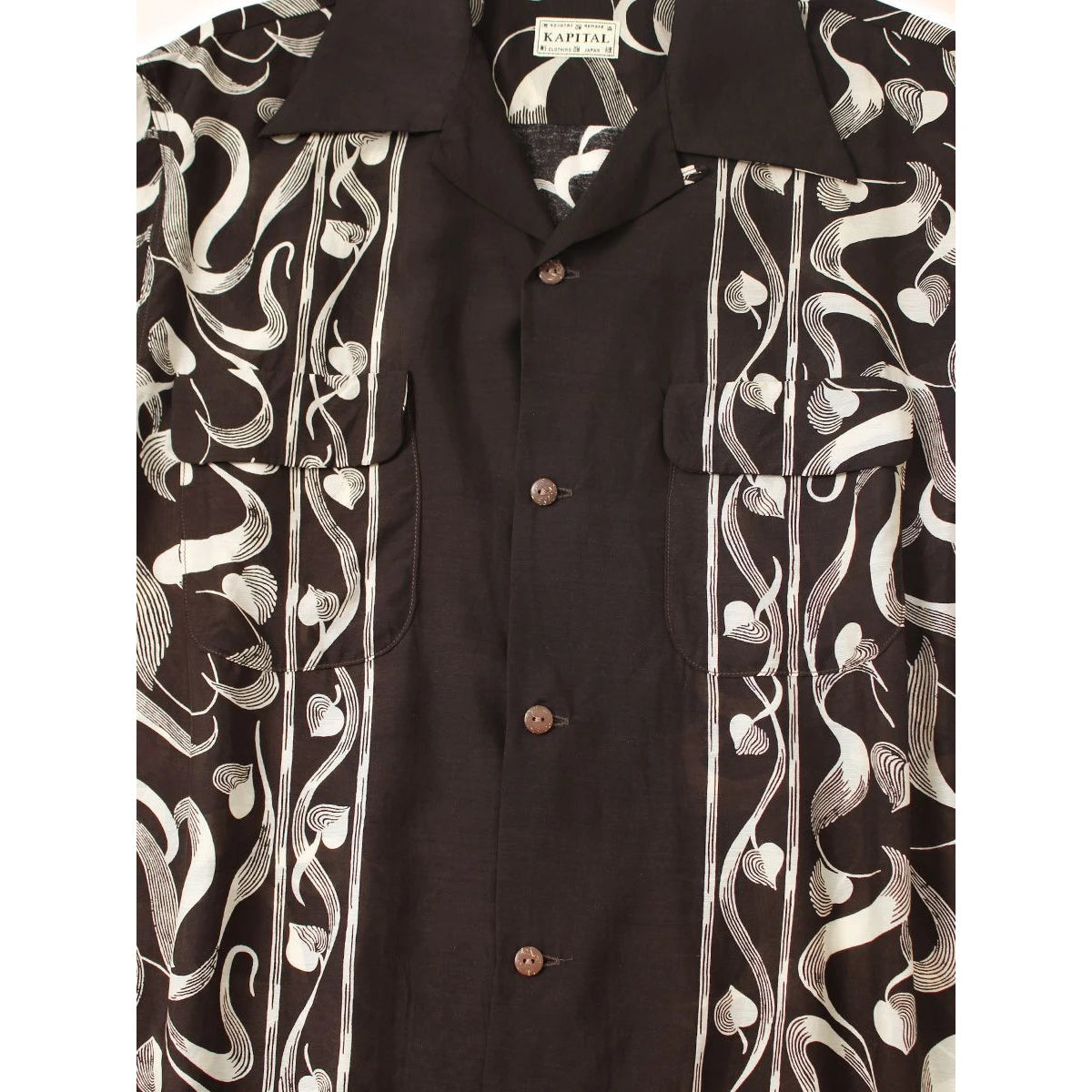 Kapital Silk Rayon Okura Pattern Short Sleeve Open Necked Shirt
