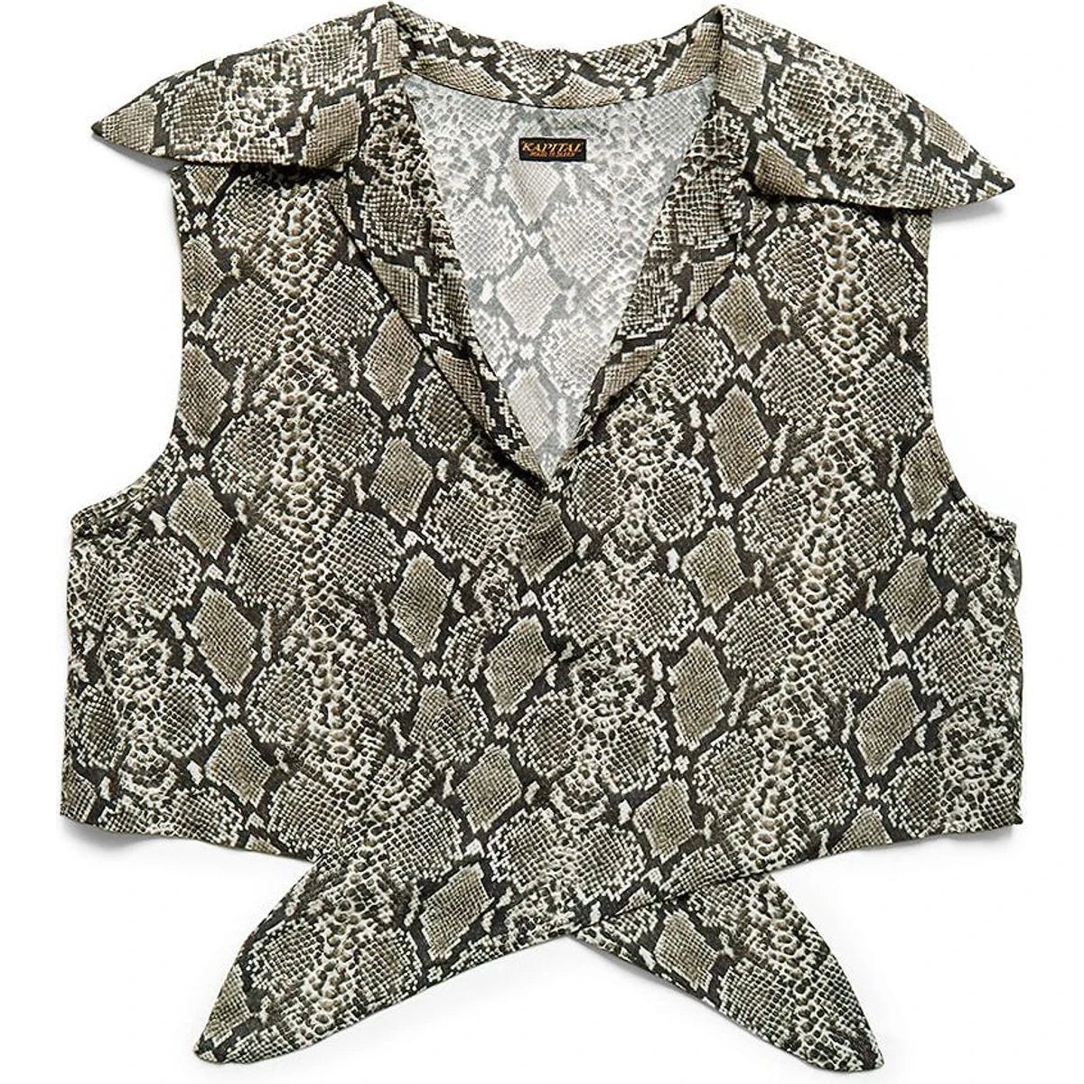 Kapital Silk Rayon Snake Print Rangle Collar Sleeveless Bolero