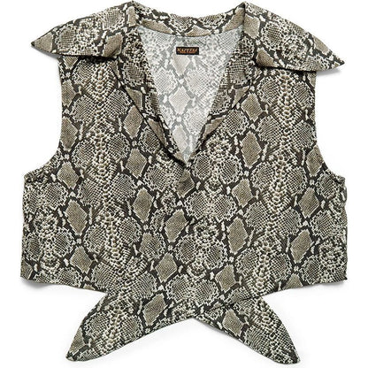 Kapital Silk Rayon Snake Print Rangle Collar Sleeveless Bolero