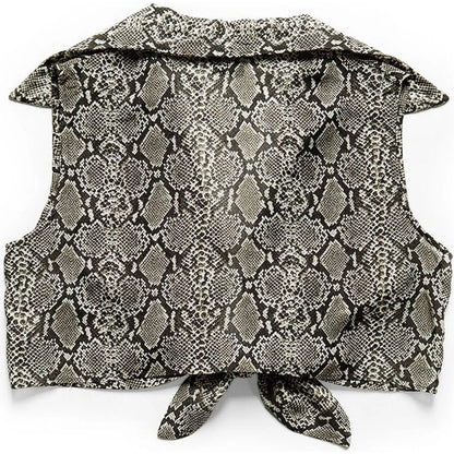 Kapital Silk Rayon Snake Print Rangle Collar Sleeveless Bolero