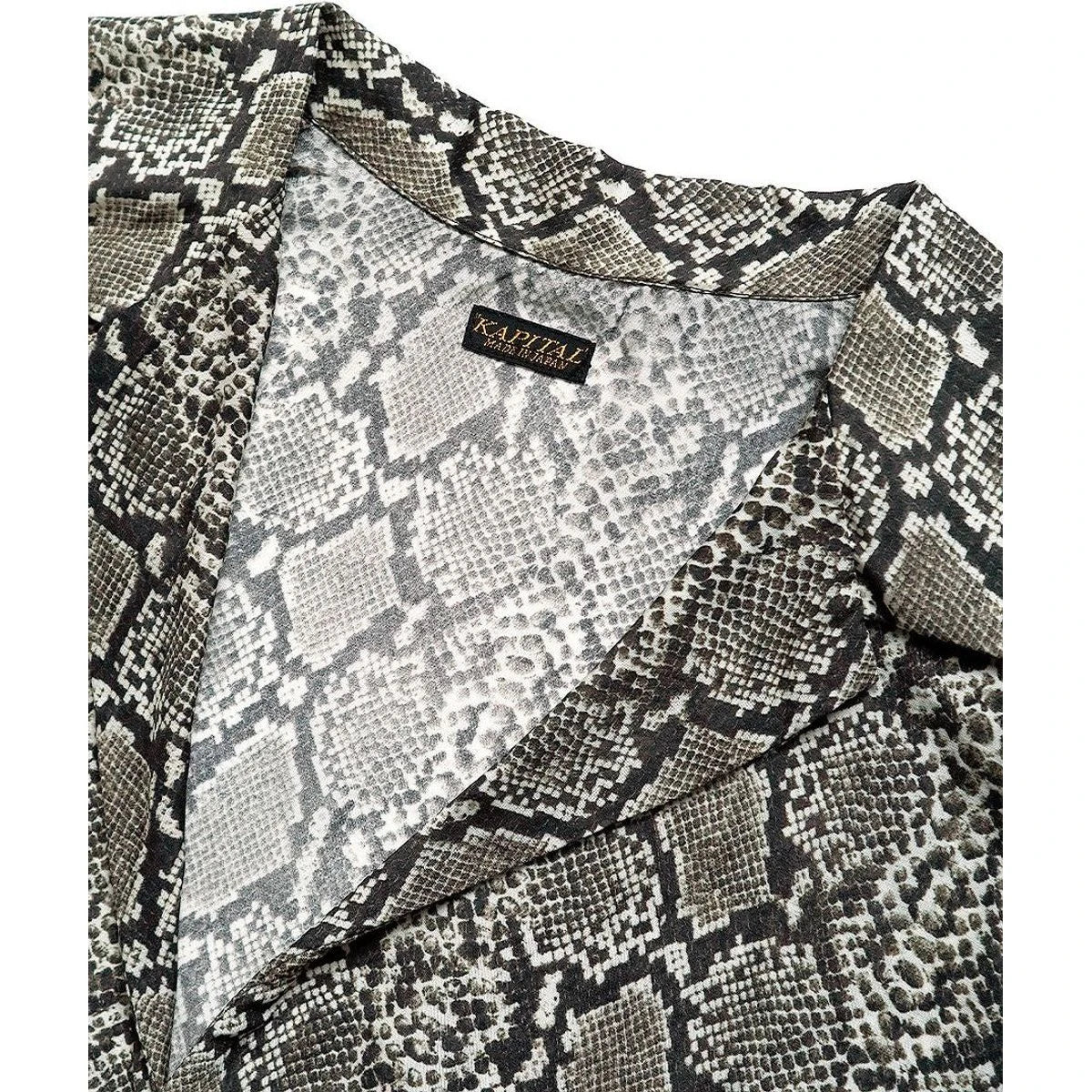 Kapital Silk Rayon Snake Print Rangle Collar Sleeveless Bolero