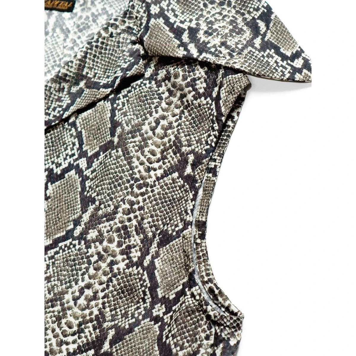 Kapital Silk Rayon Snake Print Rangle Collar Sleeveless Bolero