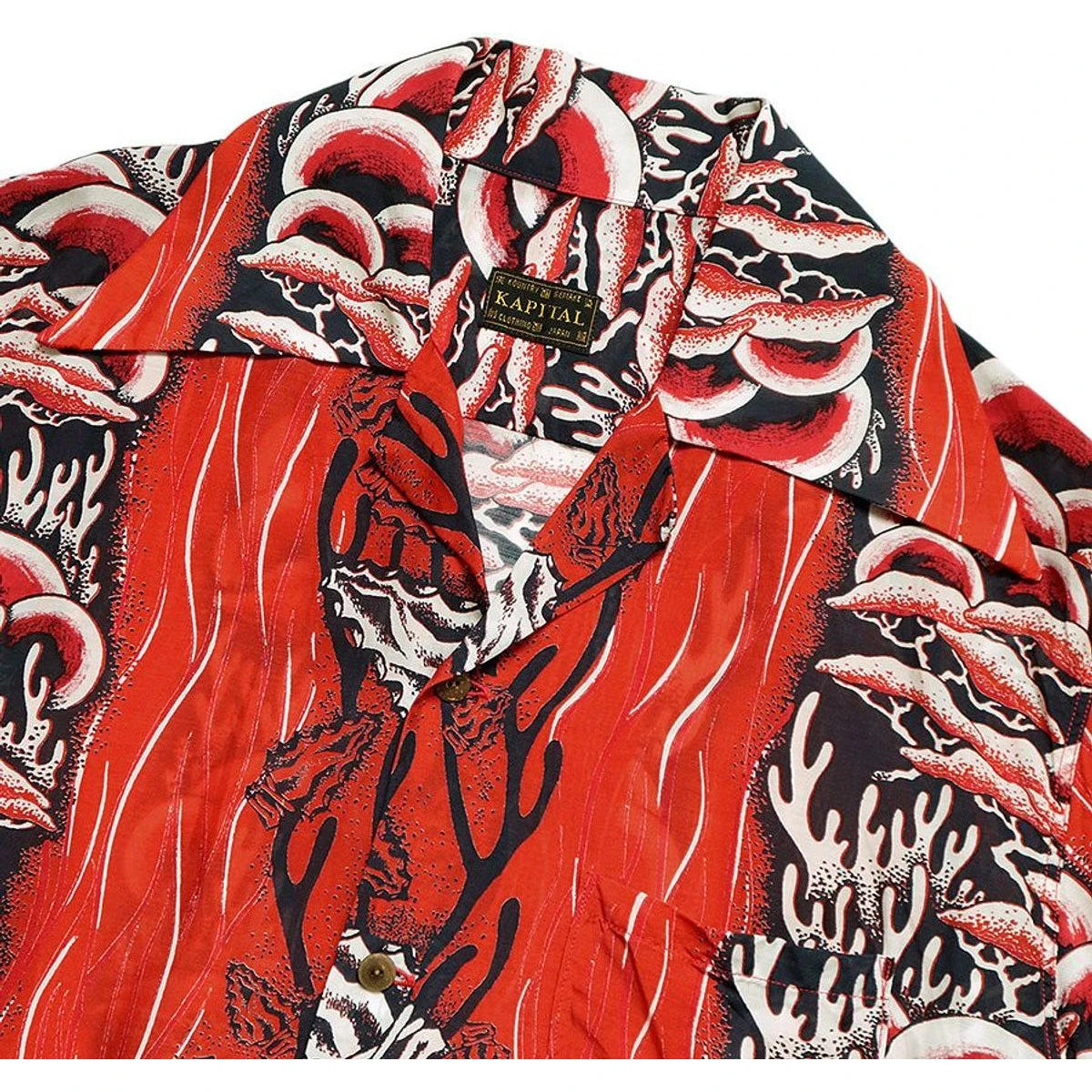 Kapital Silk Rayon Souffle Arrowhead Pt Rangle Collar Aloha Shirt