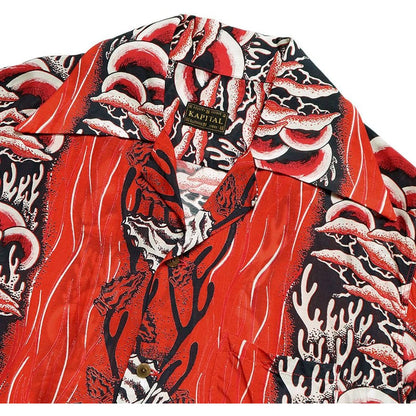 Kapital Silk Rayon Souffle Arrowhead Pt Rangle Collar Aloha Shirt