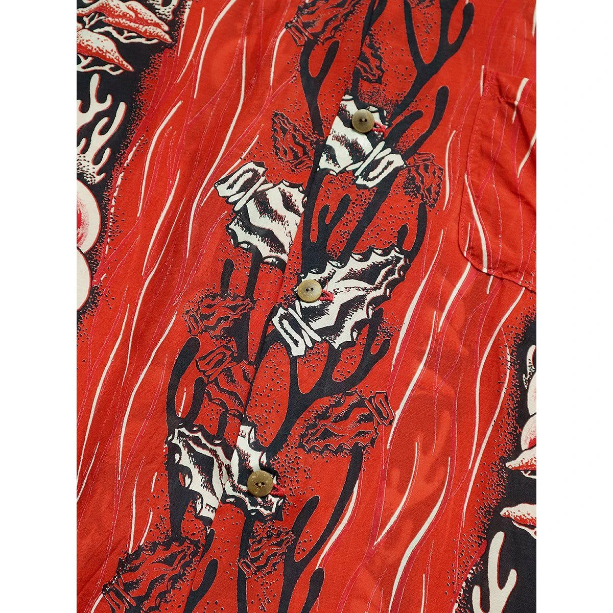 Kapital Silk Rayon Souffle Arrowhead Pt Rangle Collar Aloha Shirt