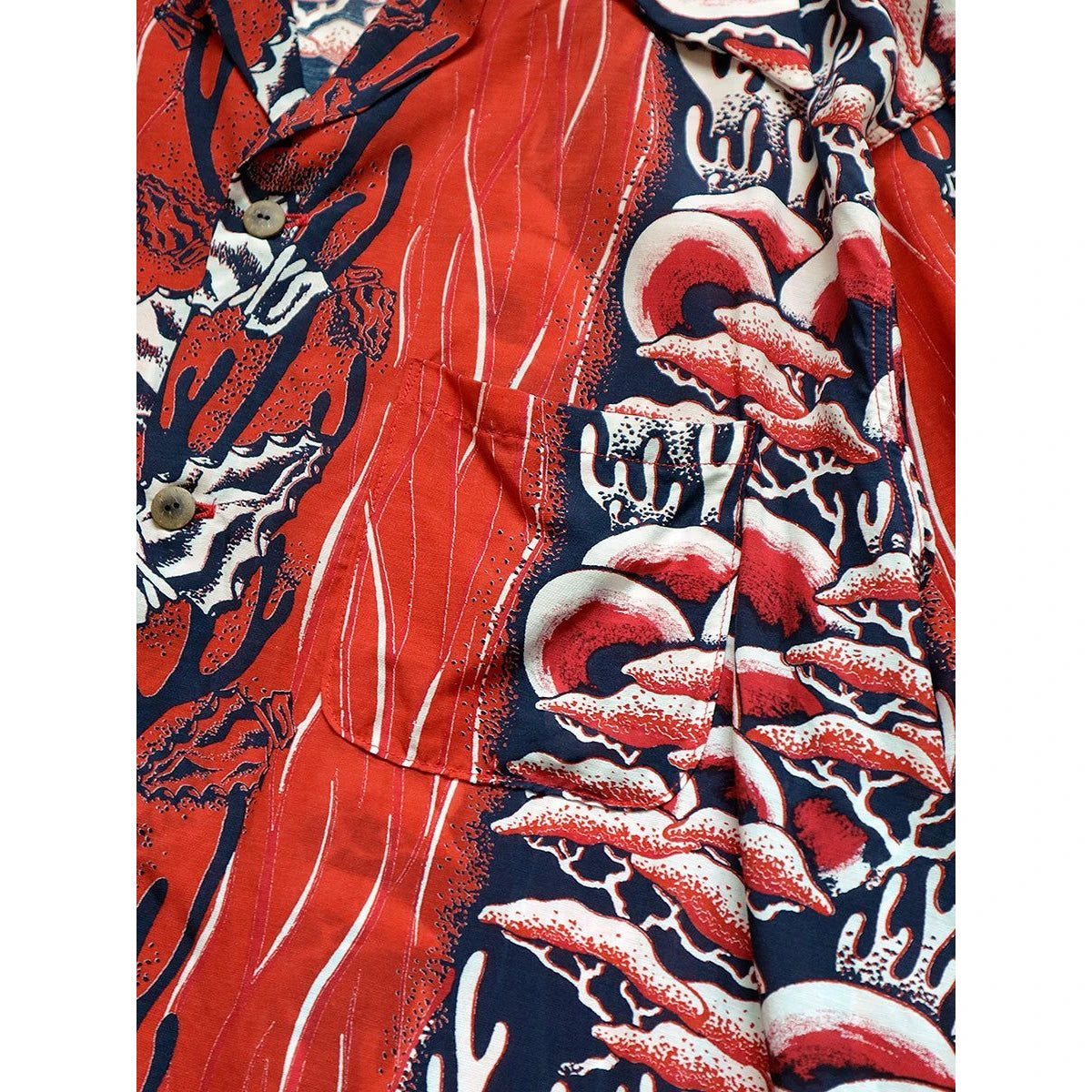 Kapital Silk Rayon Souffle Arrowhead Pt Rangle Collar Open Collar Shirt