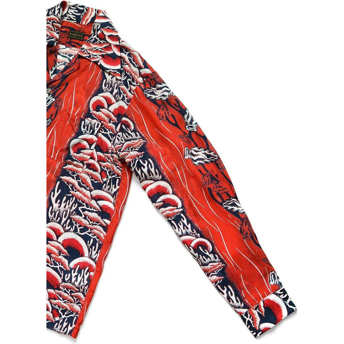 Kapital Silk Rayon Souffle Arrowhead Pt Rangle Collar Open Collar Shirt