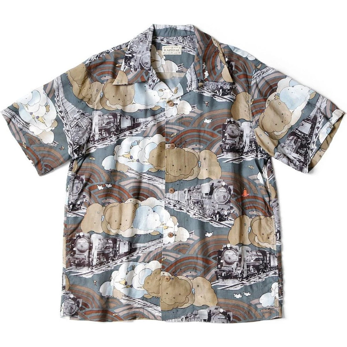 Kapital Silk Rayon Tibe-Lympic Train Print Aloha Shirt