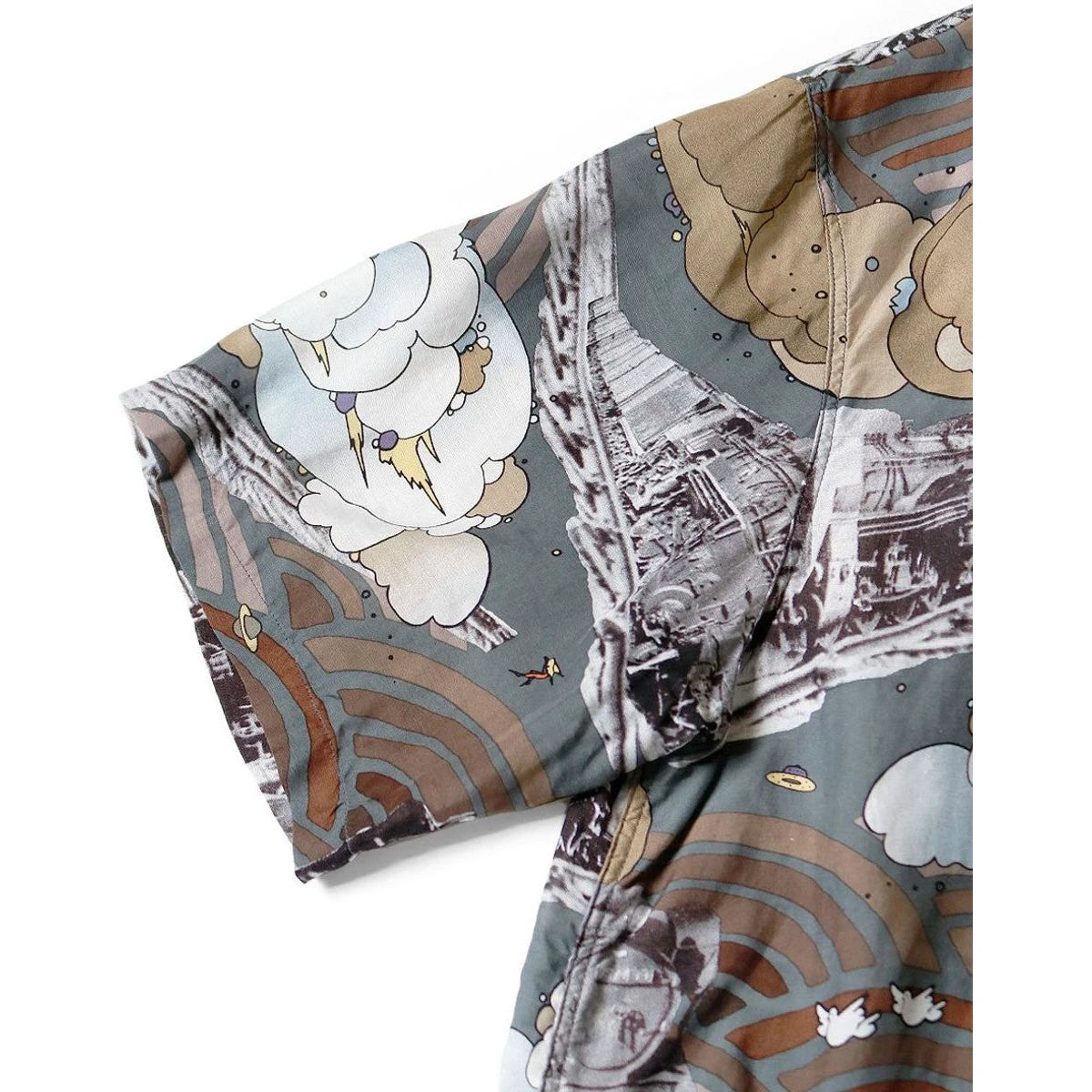 Kapital Silk Rayon Tibe-Lympic Train Print Aloha Shirt