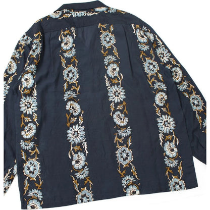 Kapital Silk Rayon Toggle Long Sleeve Open Collar Shirt (Maile Print)
