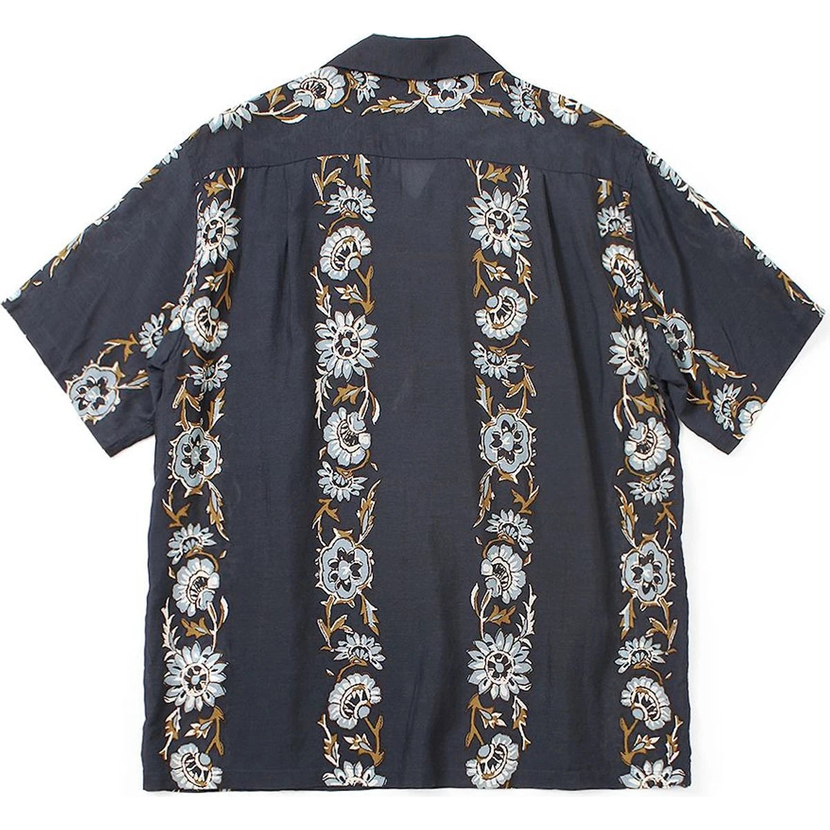 Kapital Silk Rayon Toggle Short Sleeve Open Collar Shirt (Maile Print)