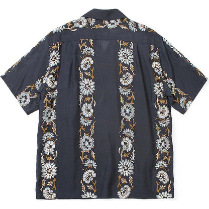 Kapital Silk Rayon Toggle Short Sleeve Open Collar Shirt (Maile Print)