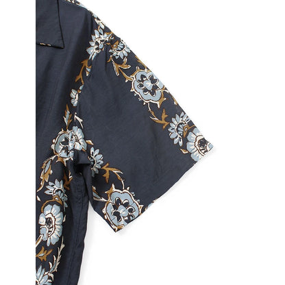 Kapital Silk Rayon Toggle Short Sleeve Open Collar Shirt (Maile Print)