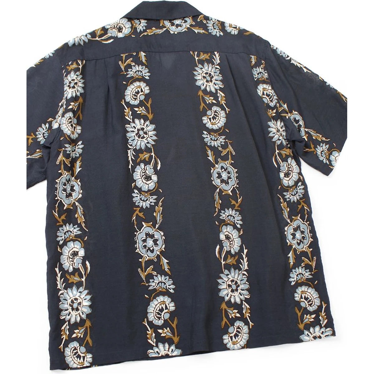 Kapital Silk Rayon Toggle Short Sleeve Open Collar Shirt (Maile Print)