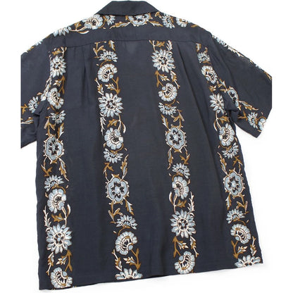 Kapital Silk Rayon Toggle Short Sleeve Open Collar Shirt (Maile Print)