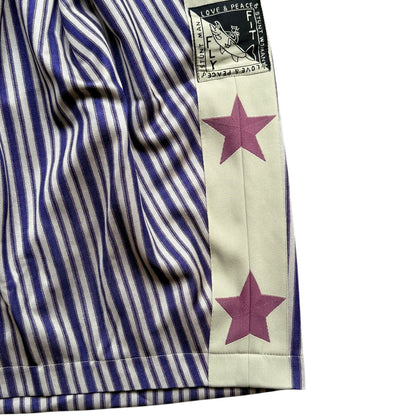 Kapital Smooth Jersey Stripe Pattern Kome Kome Track Shorts