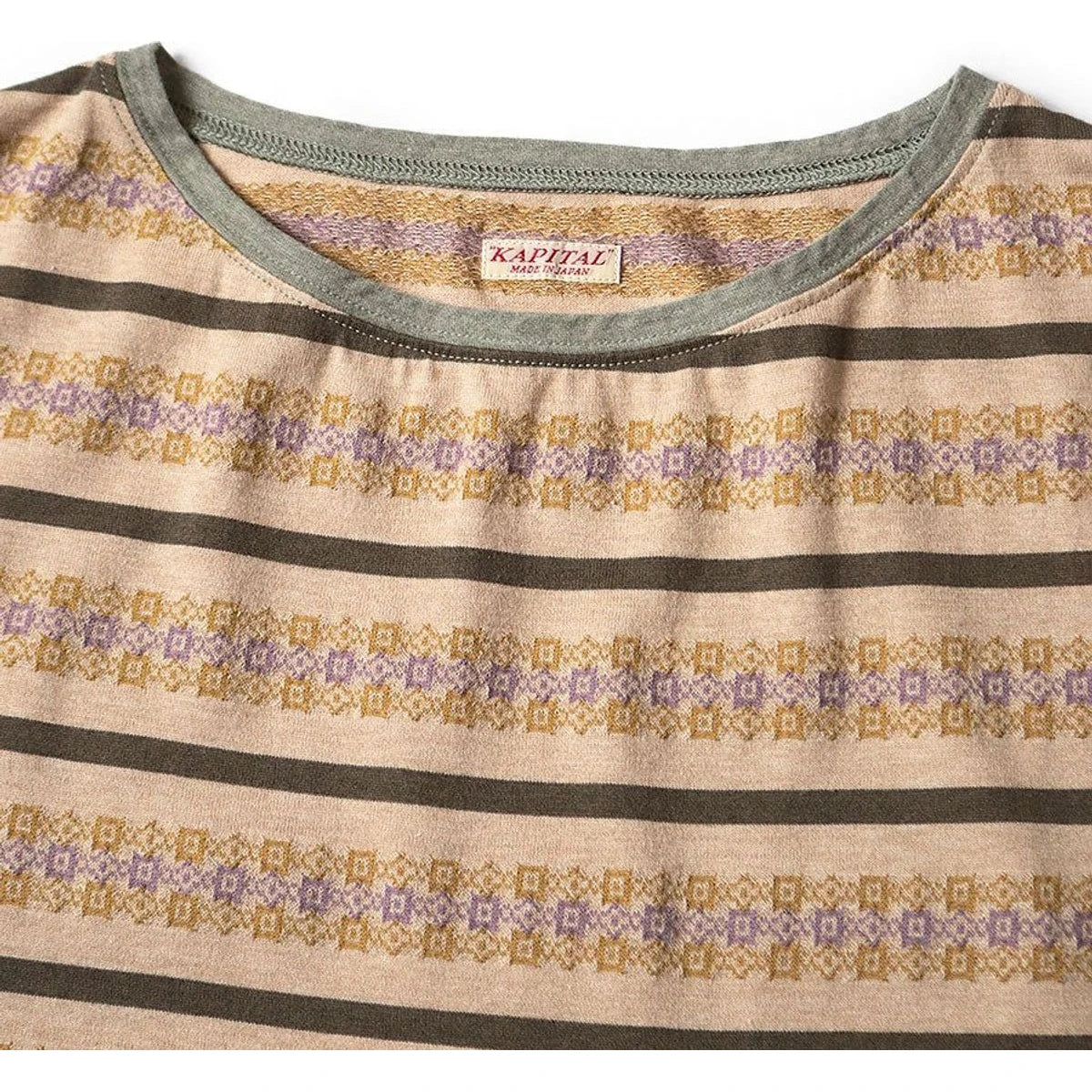 Kapital Sunrise Jacquard Border Jersey Abeko Bear T