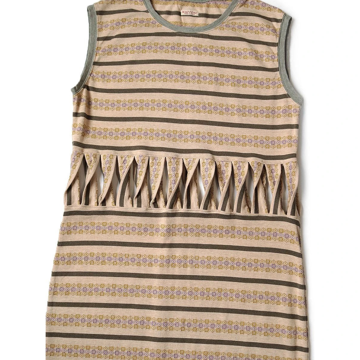 Kapital Sunrise Jacquard Striped Jersey Abeco Bear Sleeveless Dress
