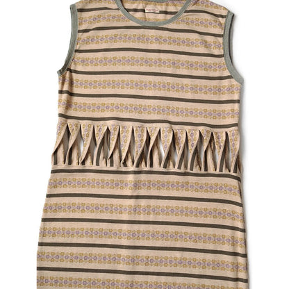 Kapital Sunrise Jacquard Striped Jersey Abeco Bear Sleeveless Dress