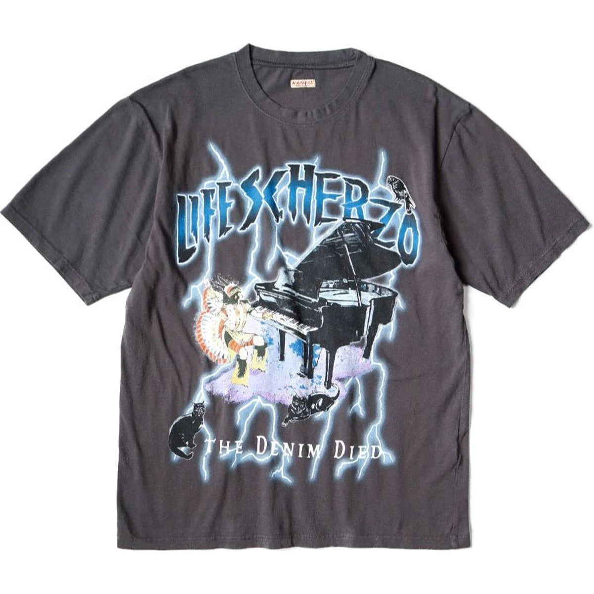 Kapital Tenjiku Crew T-Shirt (Lightning Piano Print)