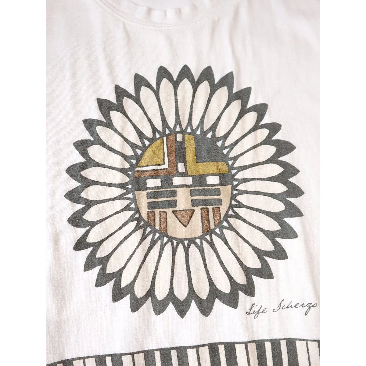 Kapital Tenjiku Crew T-Shirt (Piano & Sun Face Print)