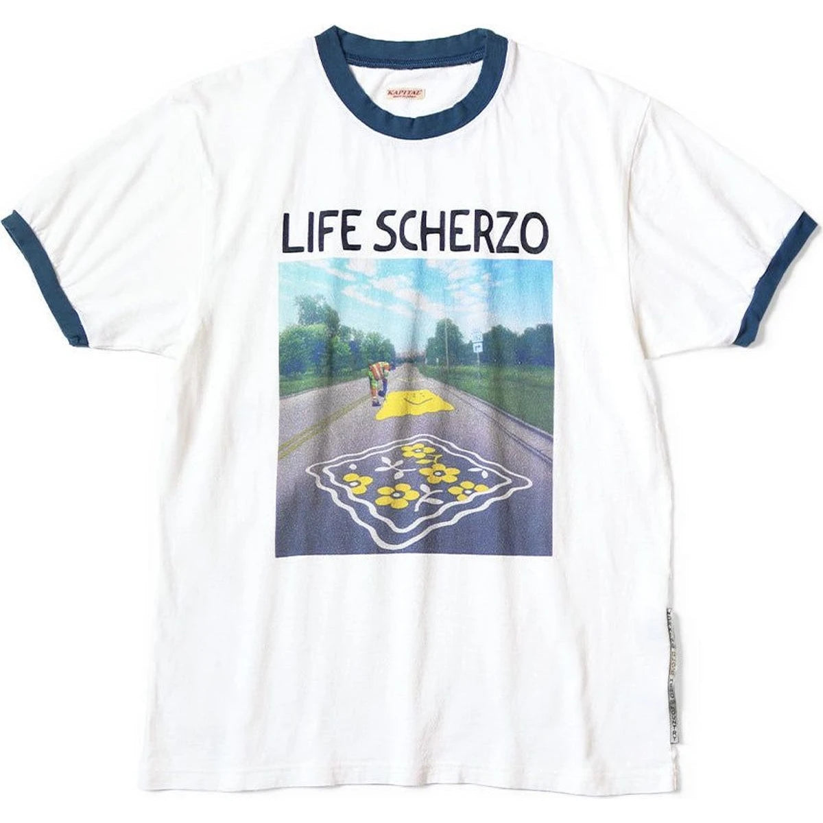 Kapital Tenjiku Ringer T-Shirt (Life Scherzo Road Sign Painter Print)