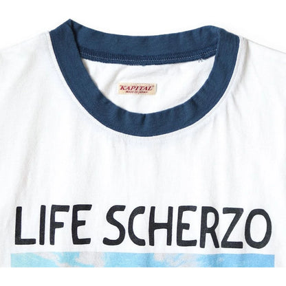 Kapital Tenjiku Ringer T-Shirt (Life Scherzo Road Sign Painter Print)