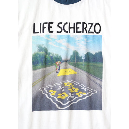Kapital Tenjiku Ringer T-Shirt (Life Scherzo Road Sign Painter Print)
