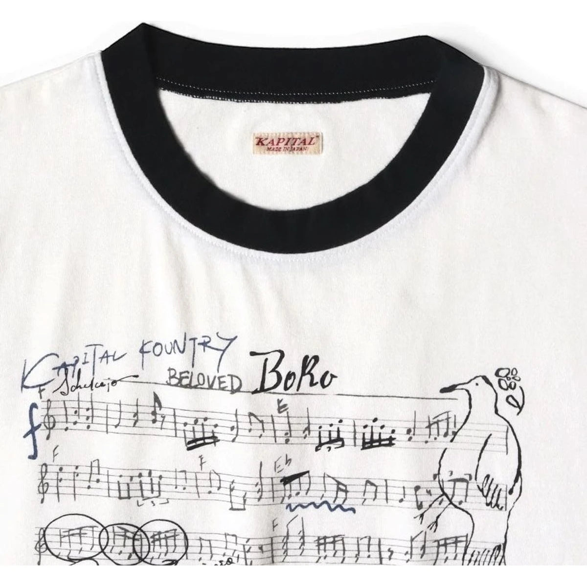Kapital Tenjiku Ringer Tee (Boro Elegy Print)