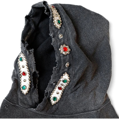 Kapital Thriller Damaged Fleece Hooded Sweatshirt (Studs Remake)