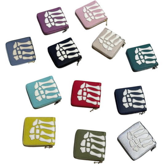 Kapital Thumbs Up Bone Hand Zip Wallet