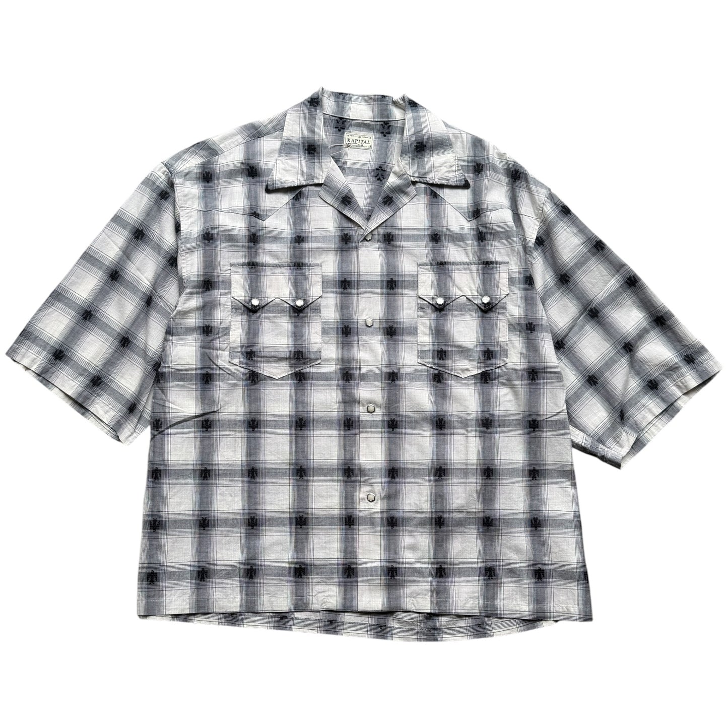 Kapital Thunderbird Shadow Check Open Collar Western Big Shirt
