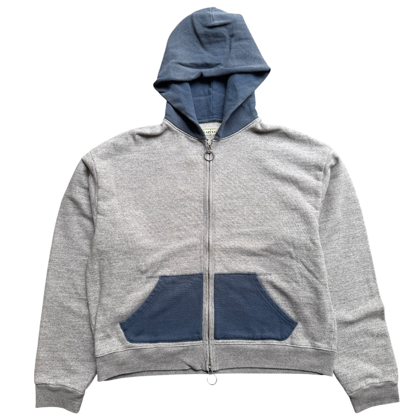 Kapital Top Fleece 2 Tone Zip Up Gym Hoodie