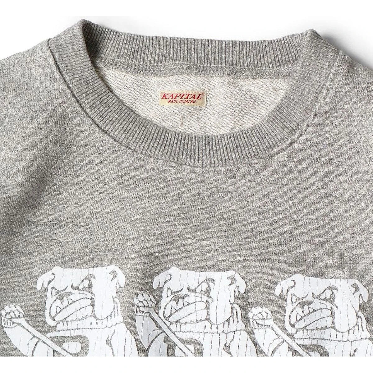 Kapital Top Fleece Crew Sweatshirt (`P`Bulldog Print)