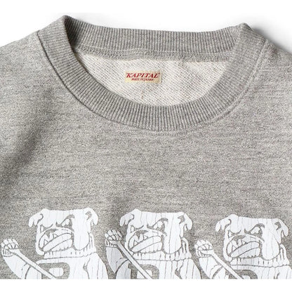 Kapital Top Fleece Crew Sweatshirt (`P`Bulldog Print)