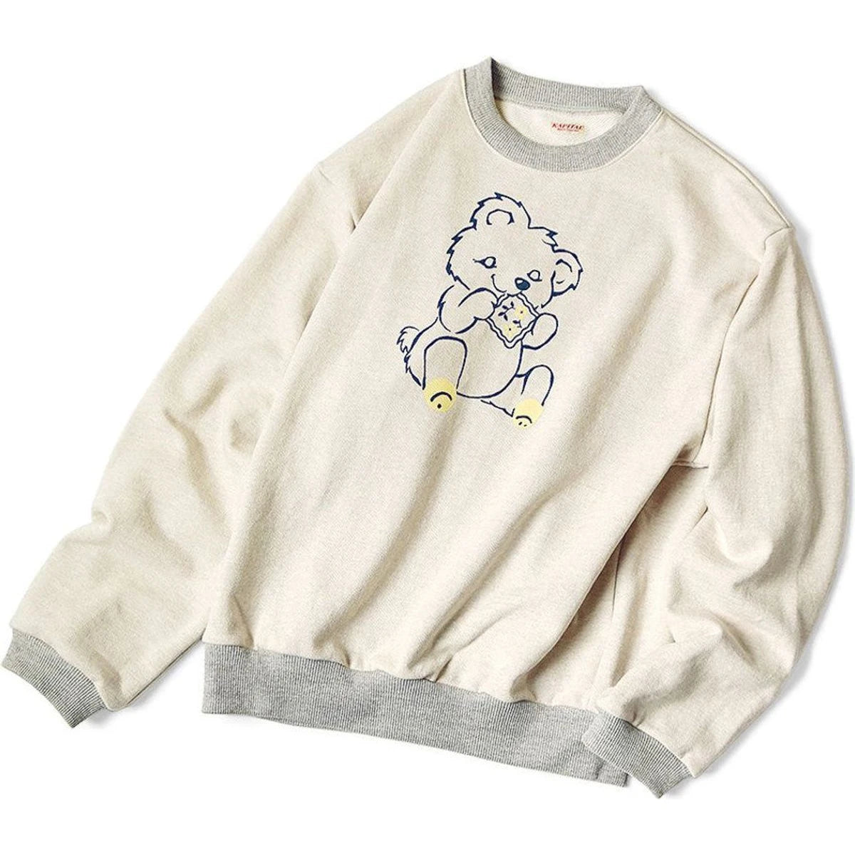 Kapital Top Fleece Crewneck Sweatshirt (Peckish Little Bear Print)