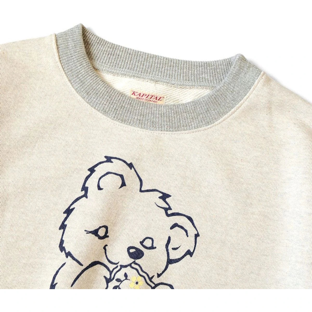 Kapital Top Fleece Crewneck Sweatshirt (Peckish Little Bear Print)